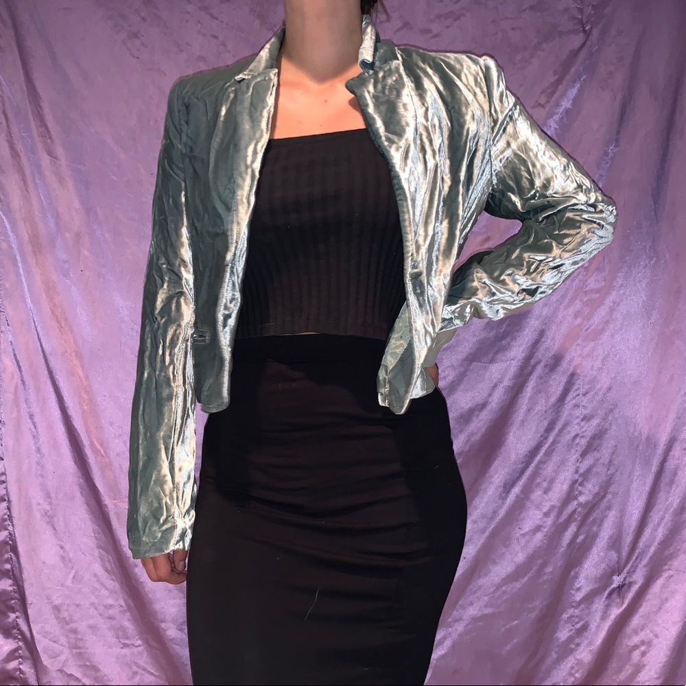 Mint Green Cropped Blazer.